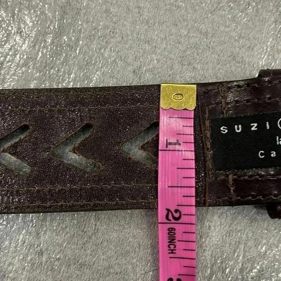 [L]Suzi Roher Brown  Leather Arrow/Heart Patterned WMN Belt - Picture 8 of 9
